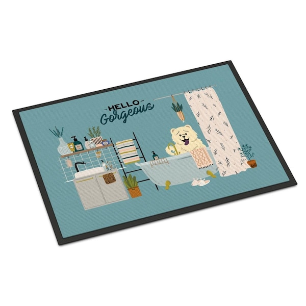 Carolines Treasures 18 x 27 in. White Chow Chow in Bathtub Indoor or Outdoor Mat CK7562MAT - main